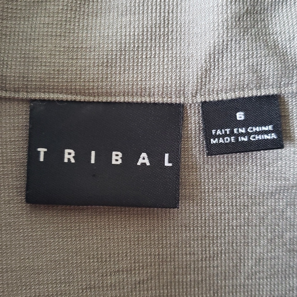 Tribal Women Button Up Vest Top 6 Gray Green Minimalist Travel Vacation Layering - Picture 12 of 15